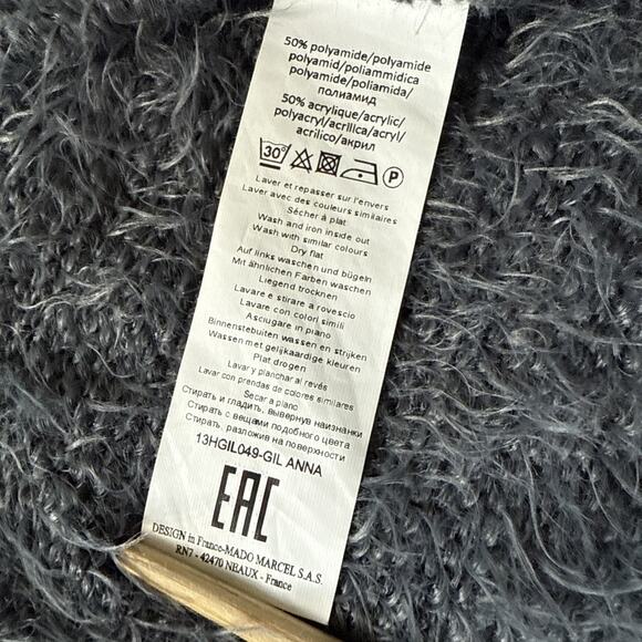 Mado et Les Autres Gray Eyelash Tie Front Cropped Sweater Women’s Size 1 Small - Picture 7 of 11